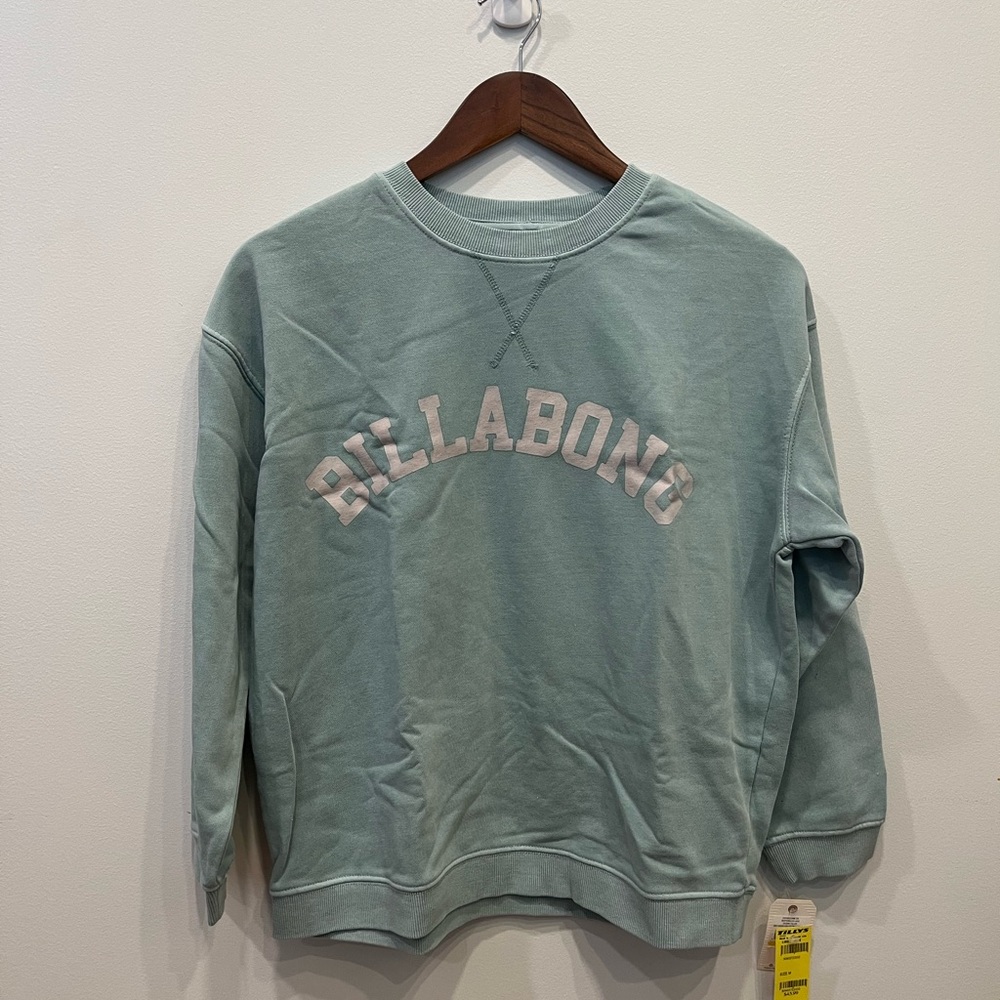 Billabong Faded Style Blue-Green French Terry Sweatshirt NWT Fresh out of Bag